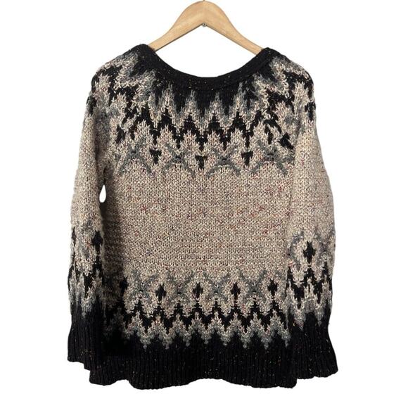 Free People Love Big Fair Isle Nordic Mohair Angora Lace Up Sweater Small - Picture 2 of 4